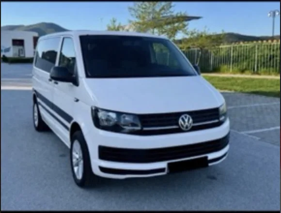White VW Transporter — 9-seat minibus for passenger transport, 24Cargo Sofia